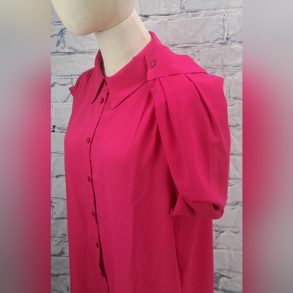 Via Bovio Women's Top Blouse Pink Ruffled Shoulders made in Italy XL - Picture 9 of 16